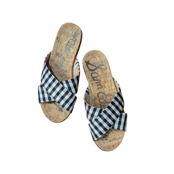 Sam Edelman Hattie Gingham Cross Slide  Size 7 - Picture 1 of 7